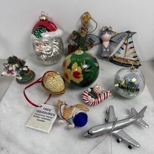 LOT of 11 ITEMS- ASSORTED TREE CHRISTMAS HOLIDAY TREE ORNAMENTS
